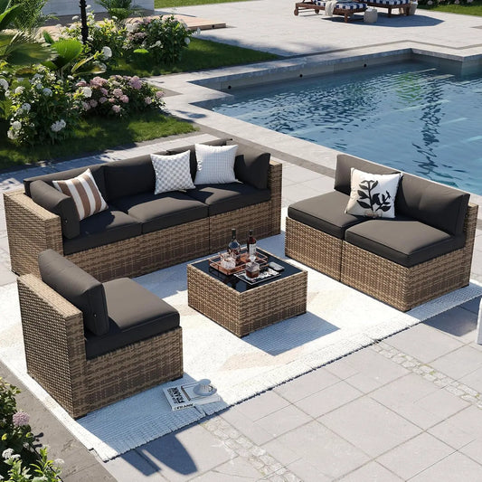 Outdoor Patio Furniture Set With Thick Cushions Wicker