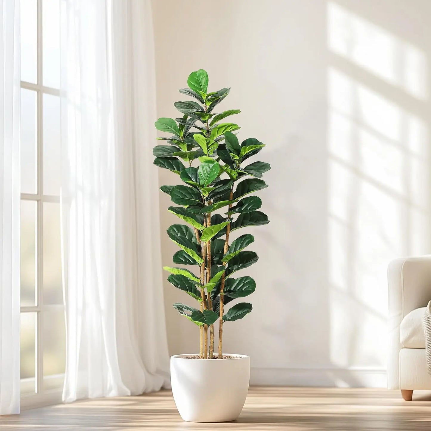 HiMISS Fiddle Leaf Fig Tree With Pot Faux Plant For Home Decor