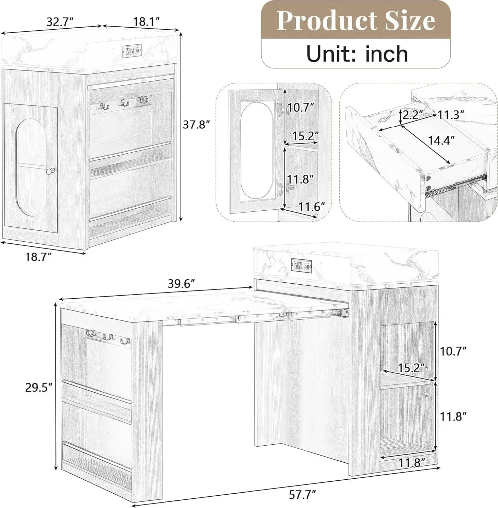 Extendable Dining Table With Folding Top And Power Outlet