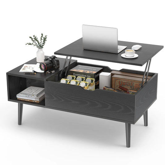 JHK Lift Top Coffee Table With Storage Shelf And Adjustable