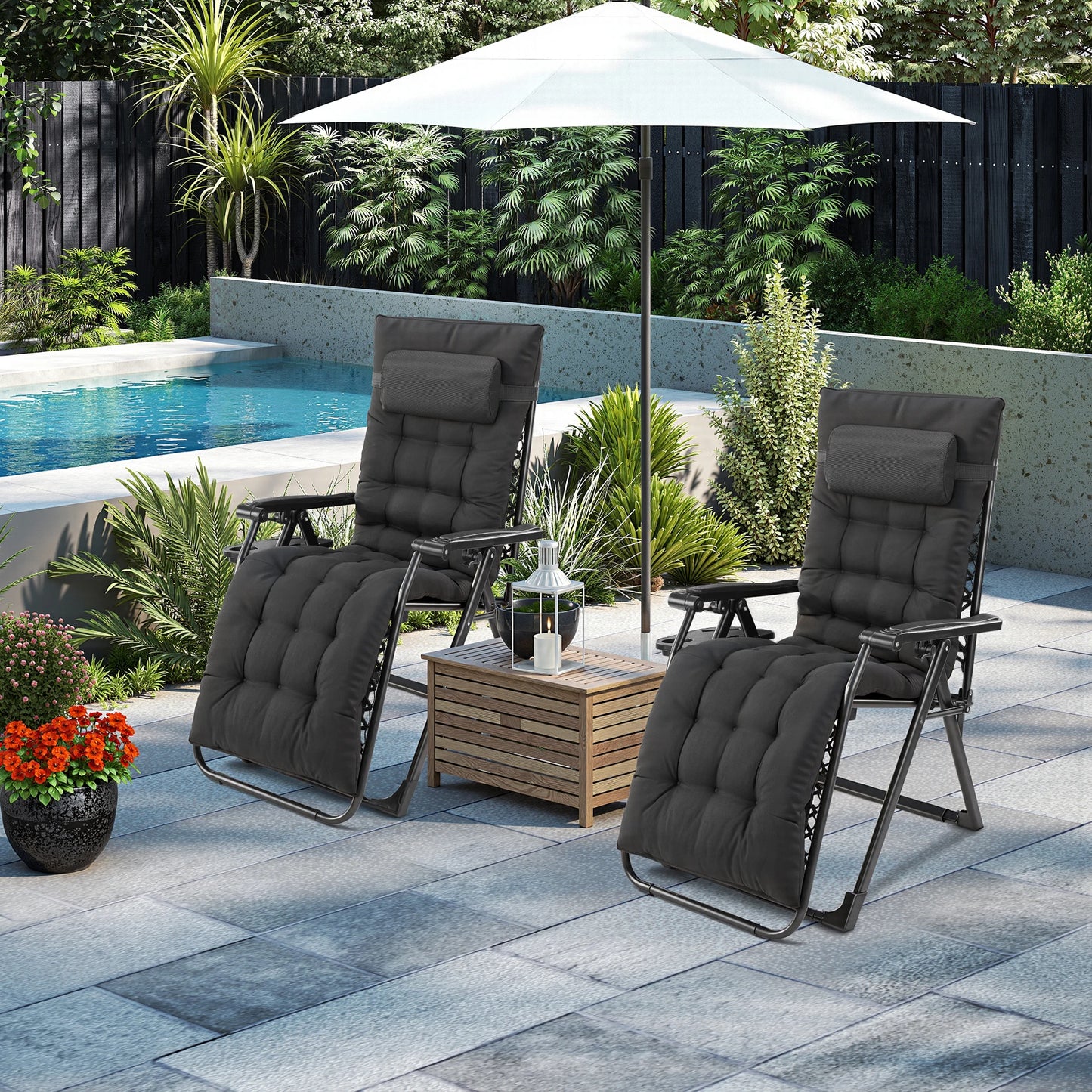 JHK Zero Gravity Recliner Folding Patio Chair With Cup Holder