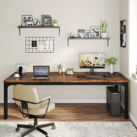 Tribesigns Double Wooden Computer Desk For Shared Workspaces