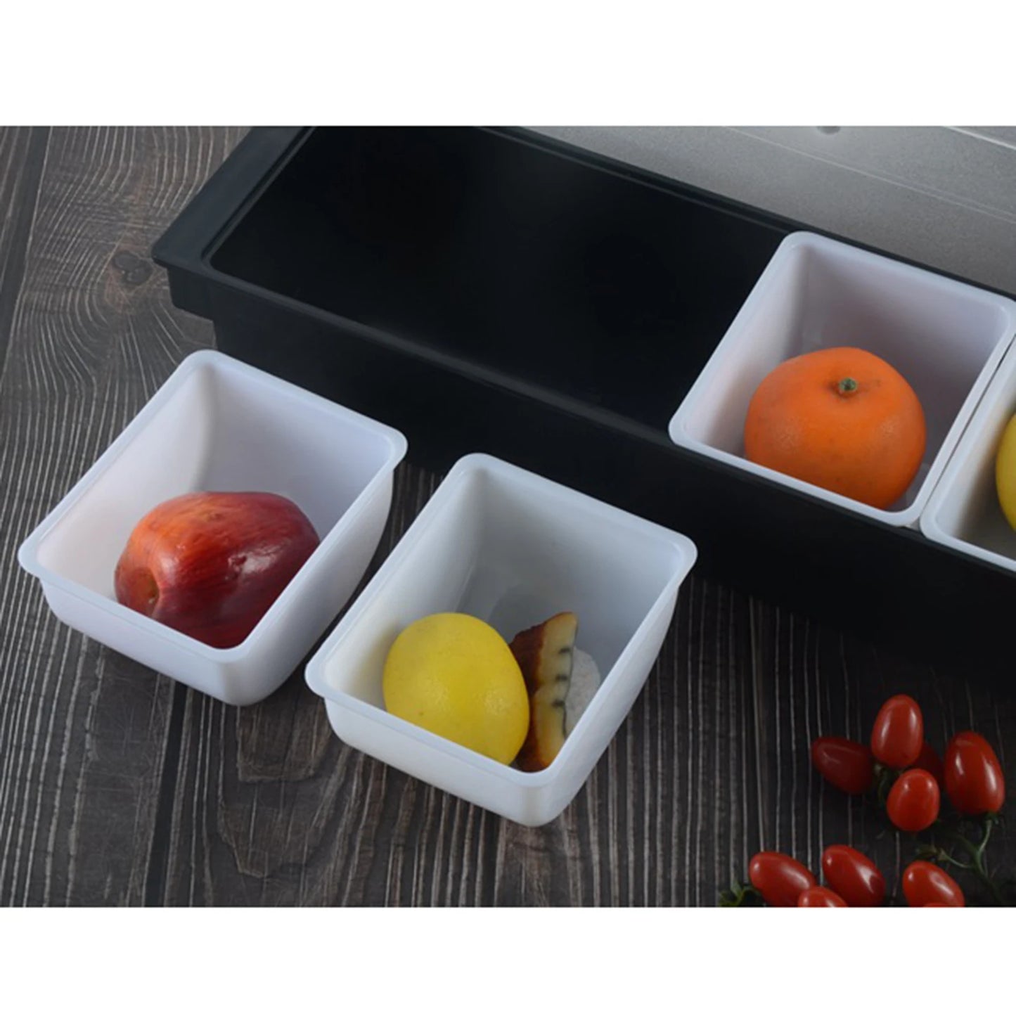 Multi Compartment Fruit Tray Bar Caddy Dispenser Organizer