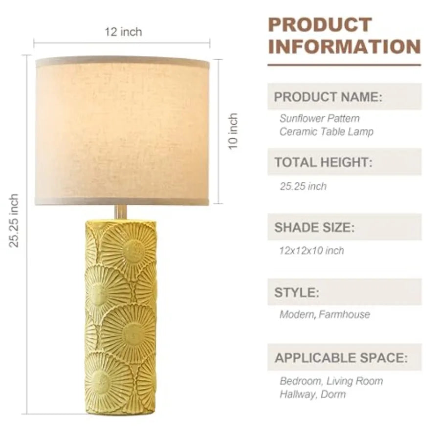 Solar Ceramic Table Lamps Set Featuring Botanical Design For Home