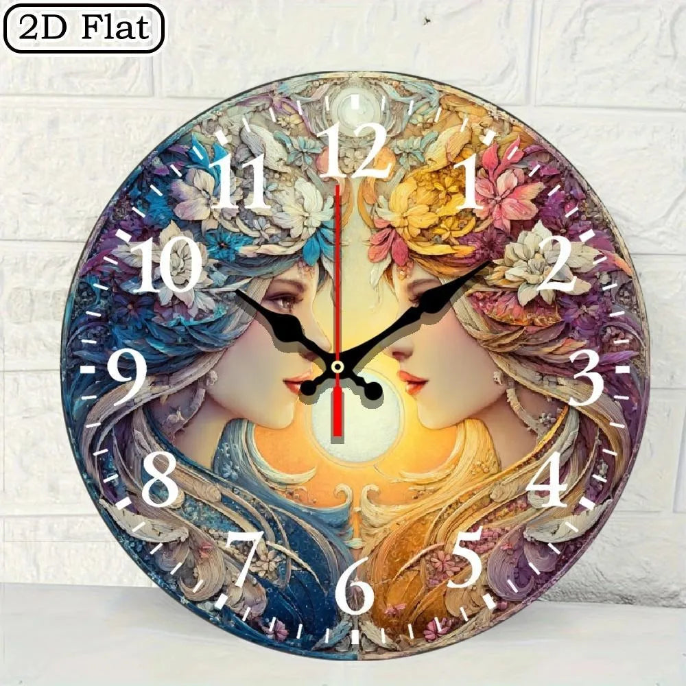 YTYIN Moon And Sun Goddess Round Battery Powered Clock