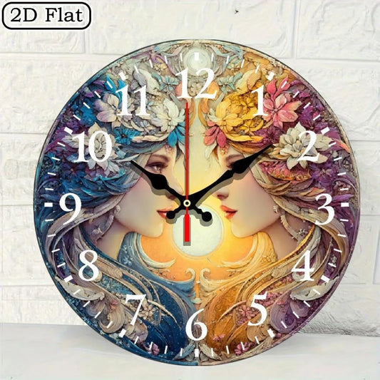 YTYIN Moon And Sun Goddess Round Battery Powered Clock