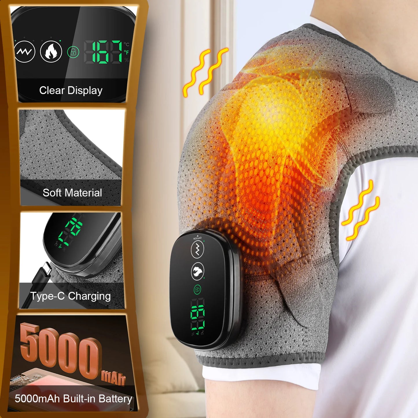 PASTSKY Electric Shoulder Heating Pad With Modes And Vibration Massager
