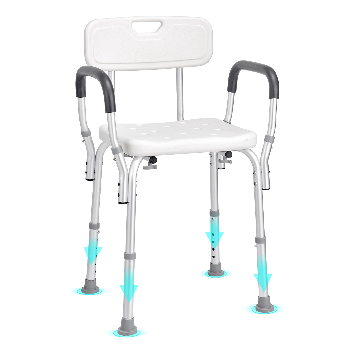 Shower Chair With Back Adjustable Height Non Slip For Elderly