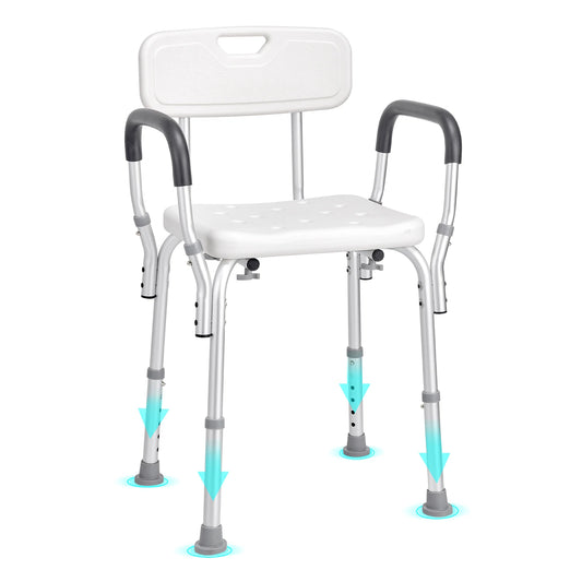 Adjustable Height Shower Chair With Non Slip Cushioned Seat