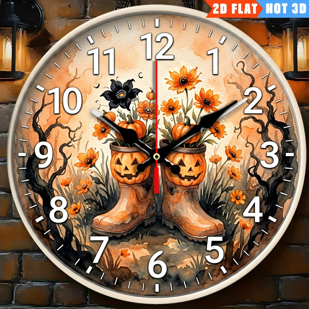 Pumpkin Rain Boots Wall Clock Decorative Alarm Clock Battery Powered