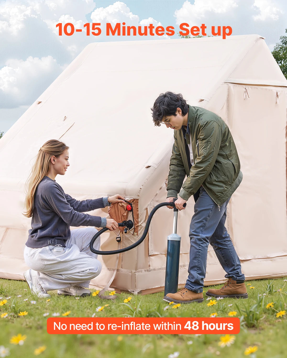 SucceBuy Inflatable Camping Tent With Easy Setup And Hand Pump