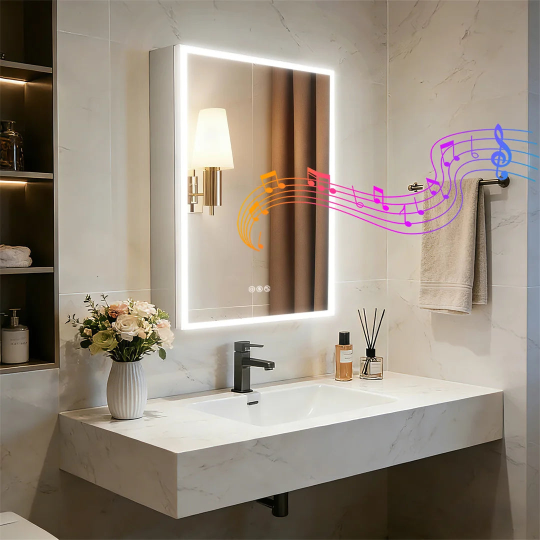 Luvodi Wall Mounted Led Bathroom Cabinet With Bluetooth Speaker Demirror