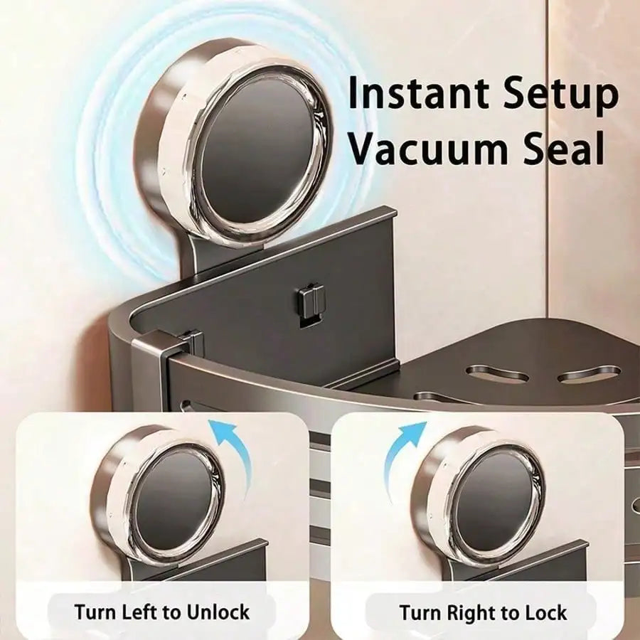 Suction Cup Shower Corner Shelf Organizer and Hooks