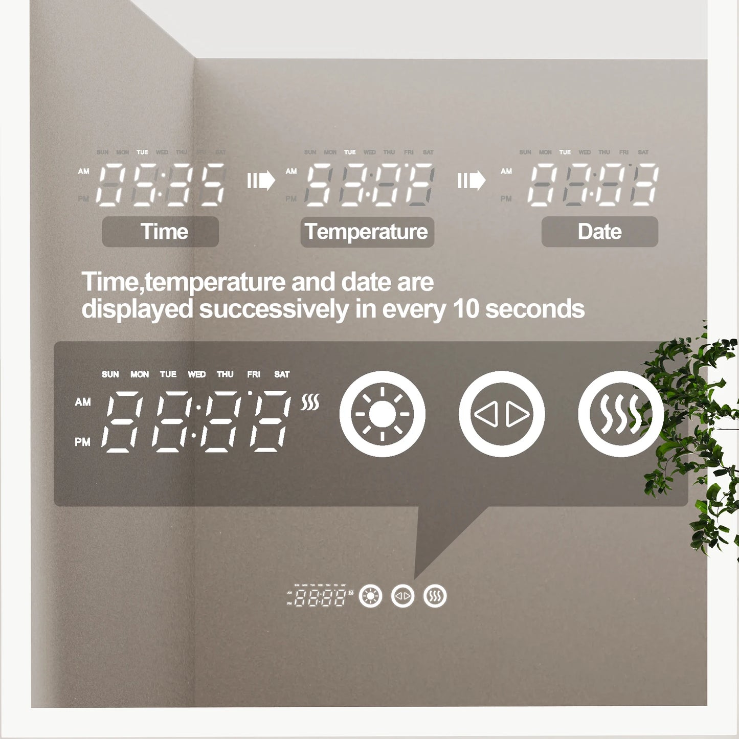 Wisfor Backlit Smart LED Bathroom Mirror With Dimmable Anti Fog