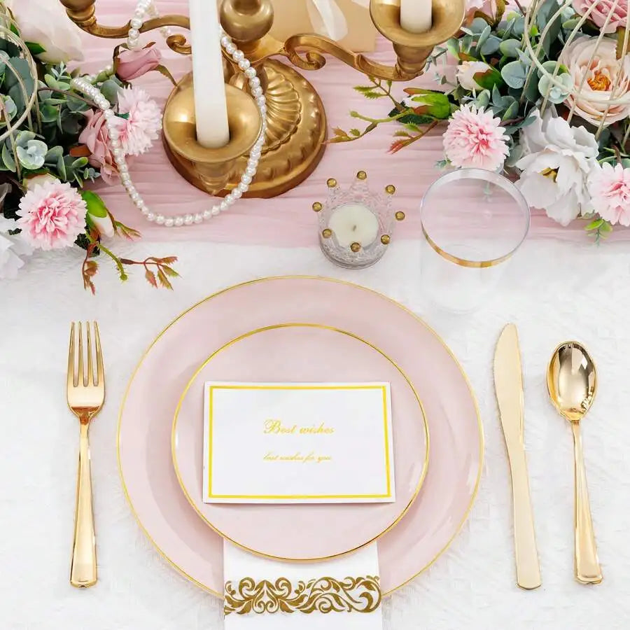 Disposable Plastic Tableware Set Serves 20 Guests For Wedding Party