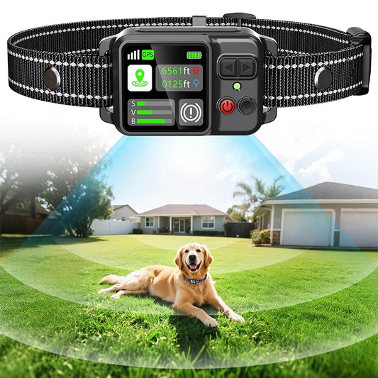 Petedu Pet GPS Wireless Fence and Barking Stopper Training Collar