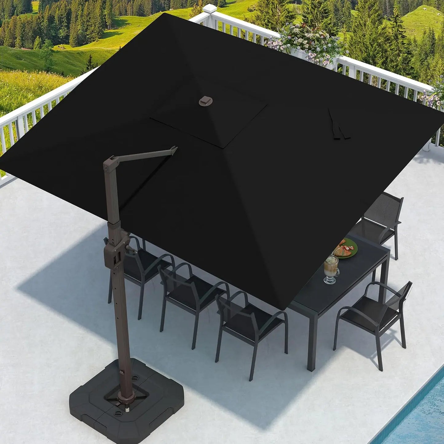 GUANGBAI Cantilever Patio Umbrella Offset 7 Tilts 360 Degree Rotation
