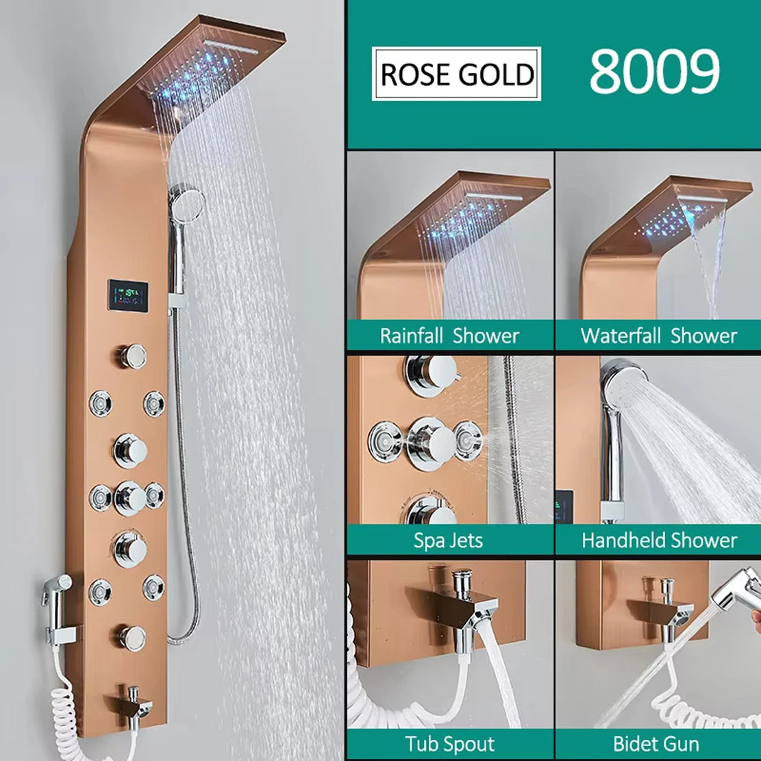 Suguword LED Shower Panel Column With Massage And Temperature Display