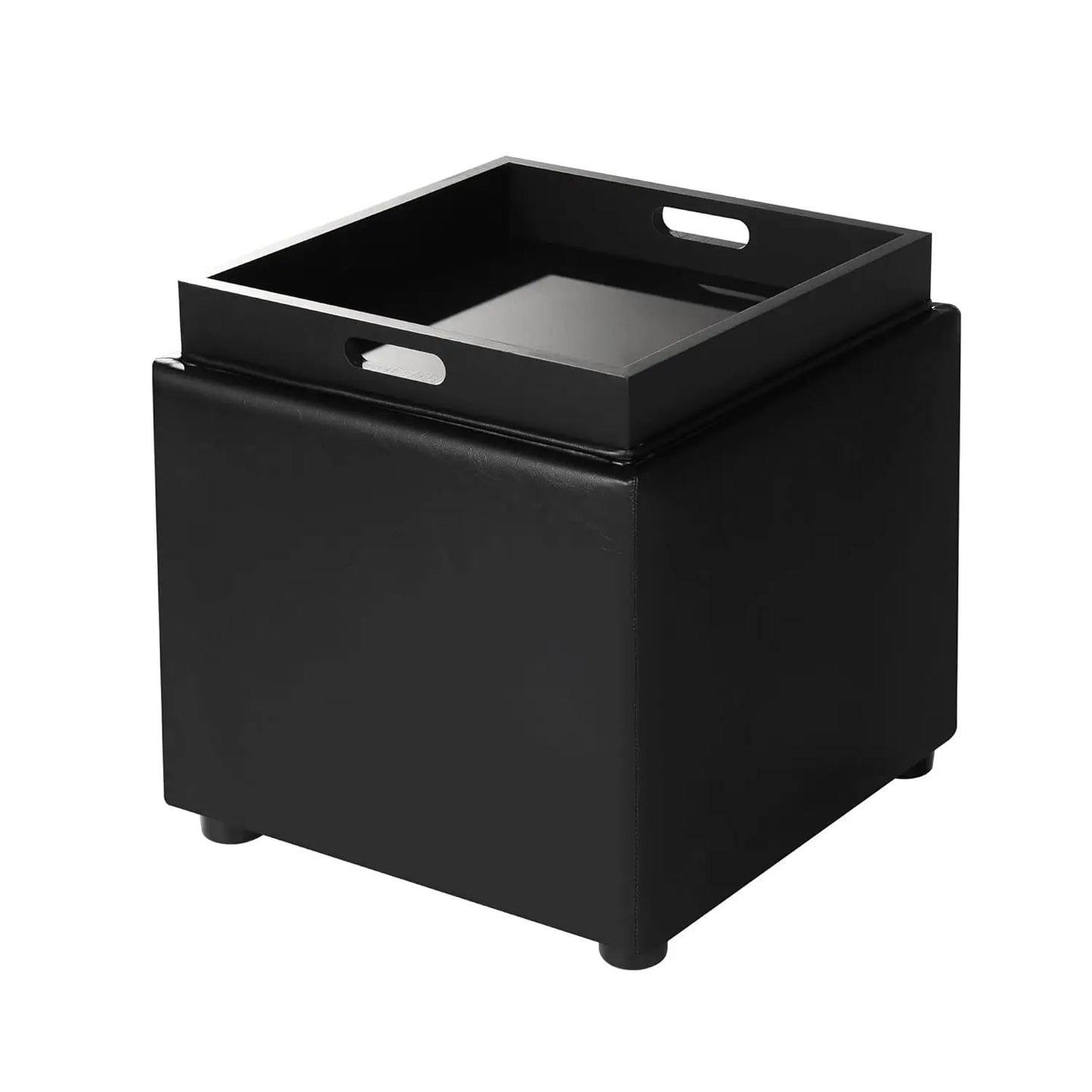 High Cube Ottoman Storage Bench With Tray Upholstered Vanity Stool