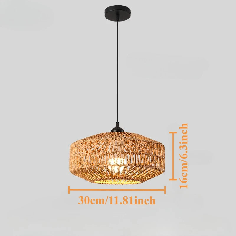 JOYINLED Farmhouse Boho Handwoven Paper Rope Chandelier Pendant Light