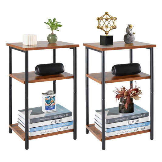 JHK 2/3-Tier Steel Frame End Table With Adjustable Feet