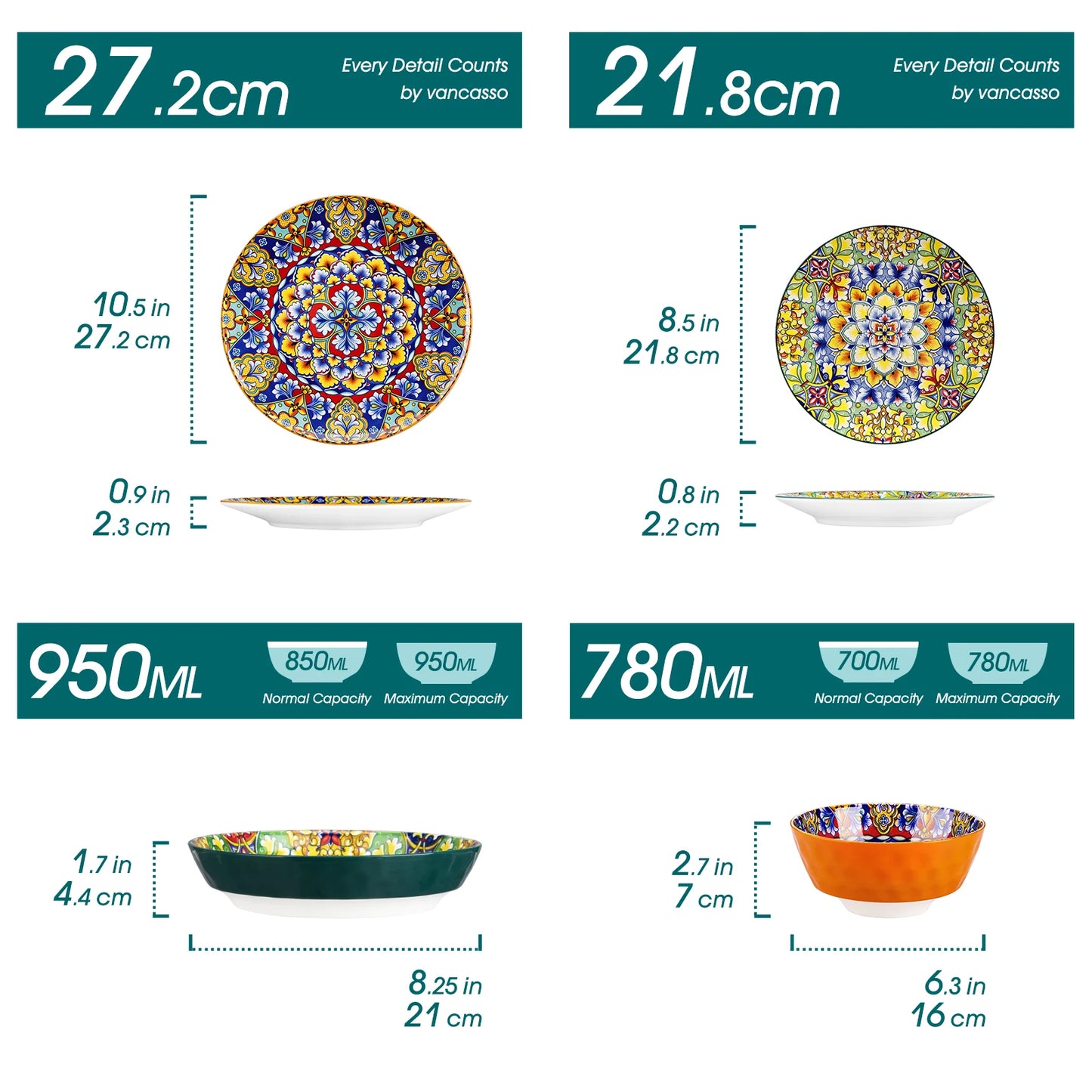 Malacasa Ceramic Dinnerware Set Bohemian Style Stoneware