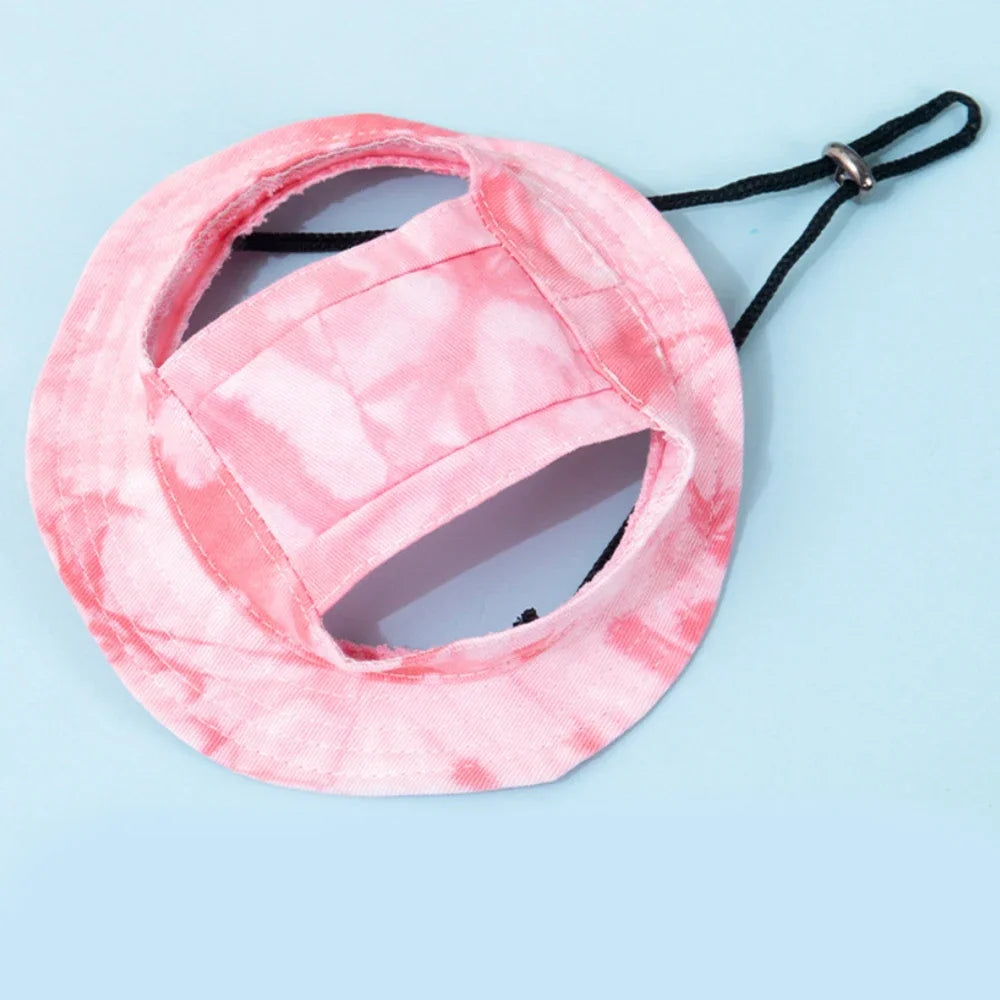 Cotton Adjustable Dog Hat With Ear Holes Sun Cap Outdoor