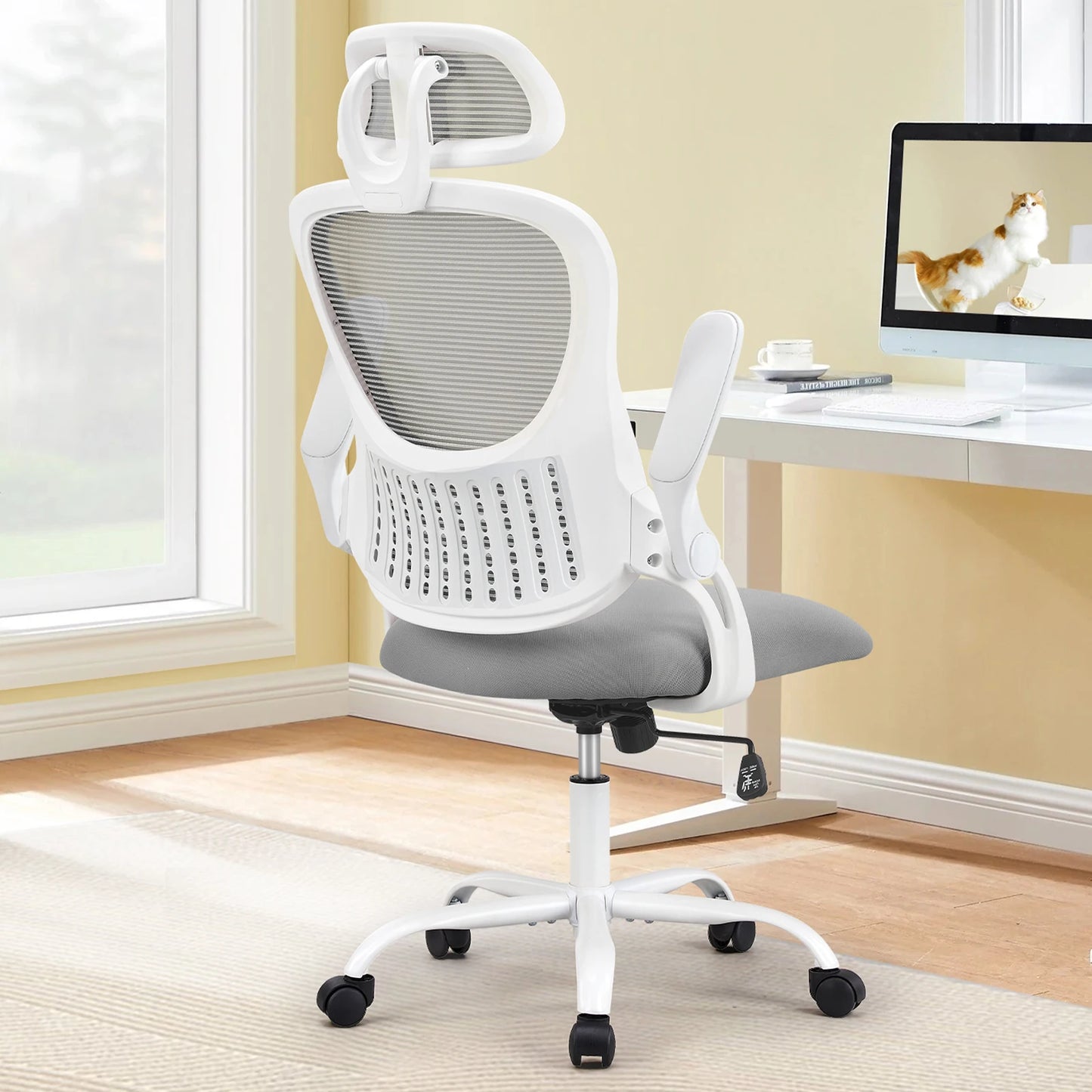 JHK Ergonomics Mesh Chair With Flip Up Arms And Lumbar
