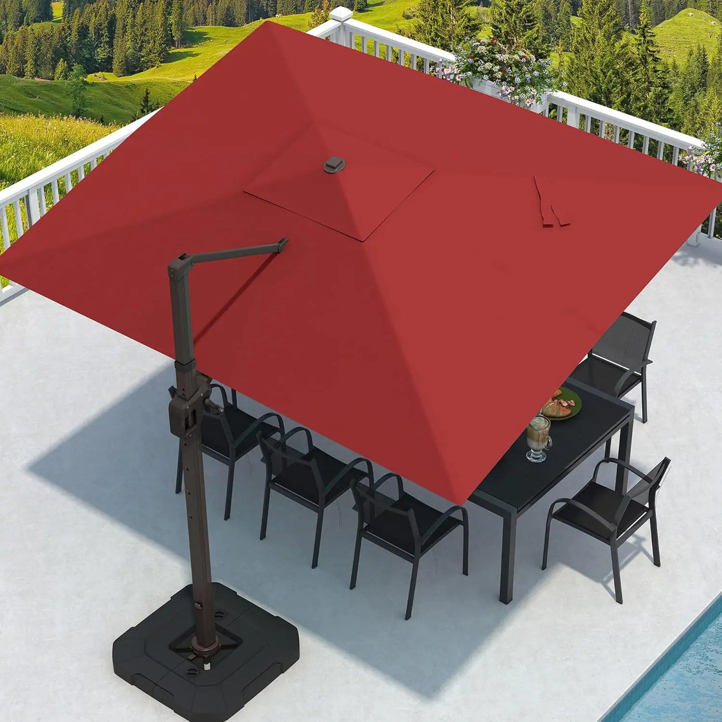 GUANGBAI Cantilever Patio Umbrella Offset 7 Tilts 360 Degree Rotation