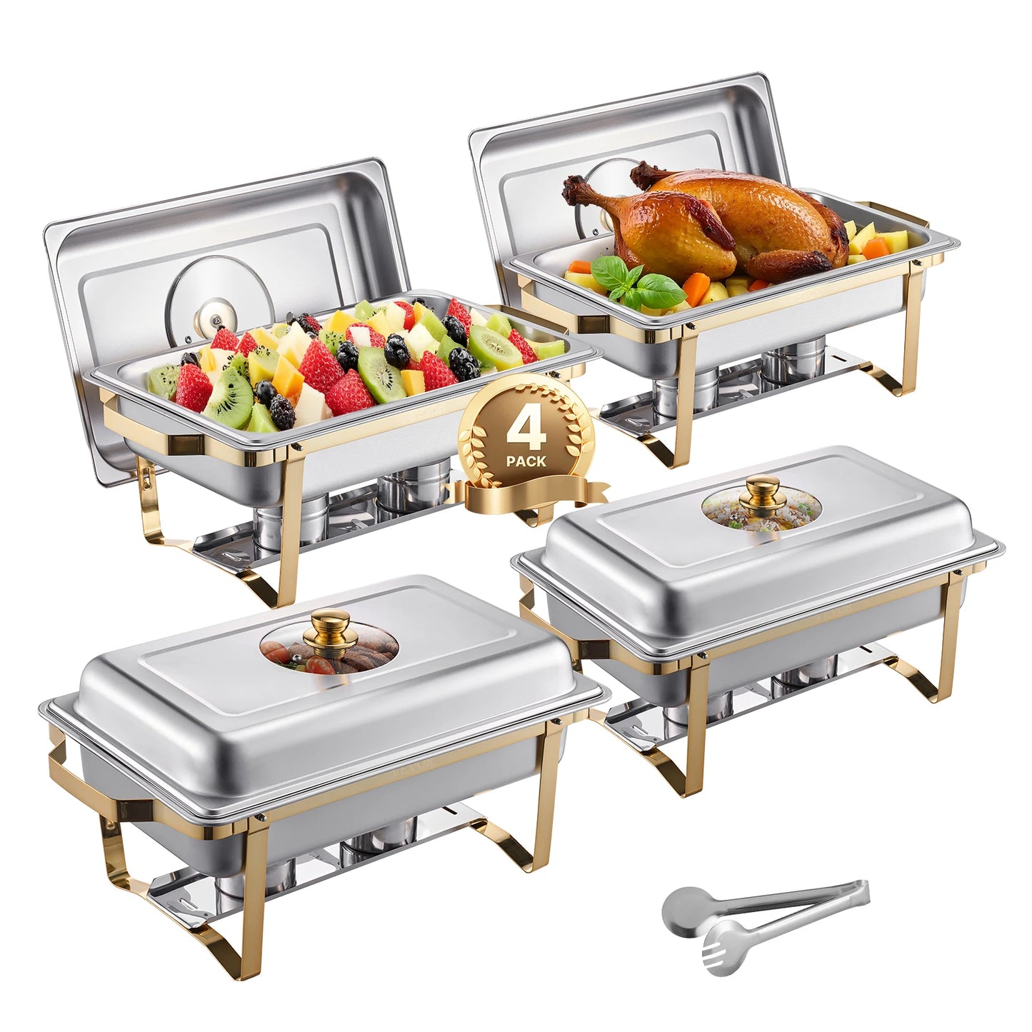 SucceBuy Stainless Steel Chafer Dish Buffet Set Catering Warmer Server