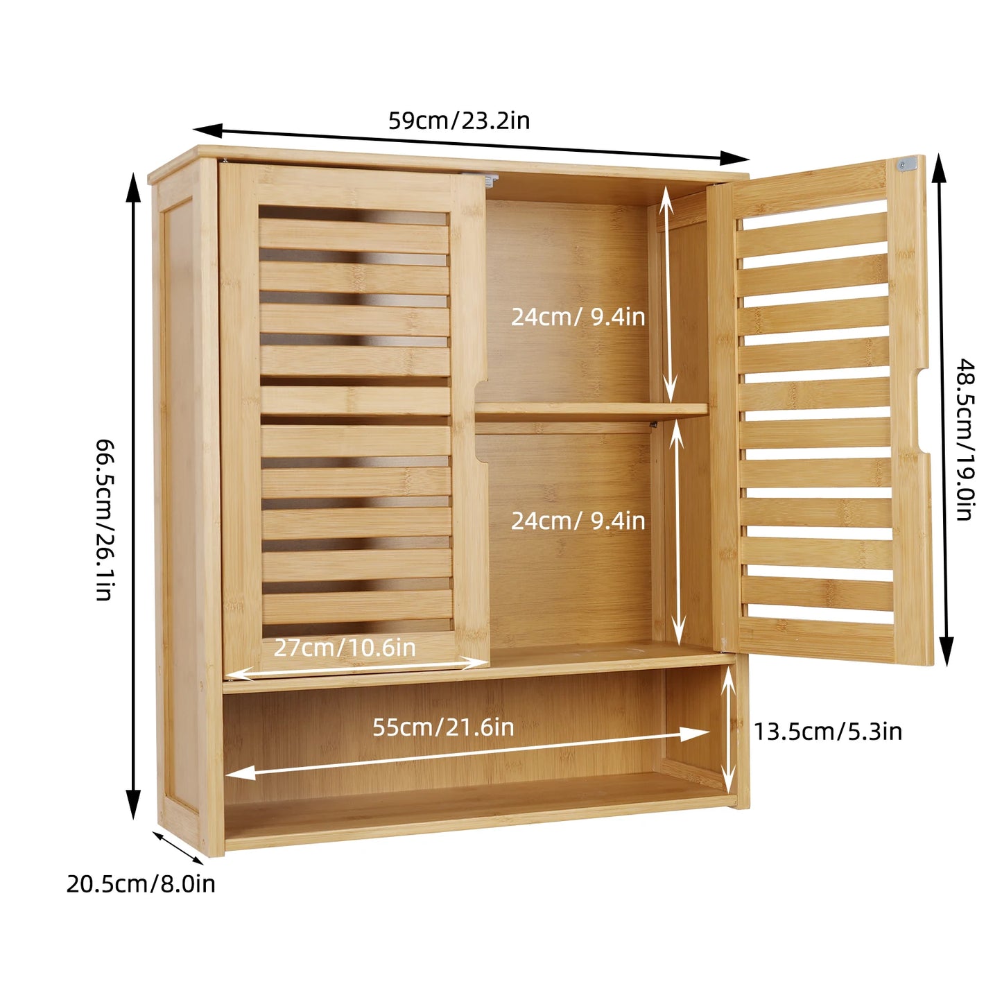 Wisfor Wall Mounted Bamboo Bathroom Cabinet Organizer