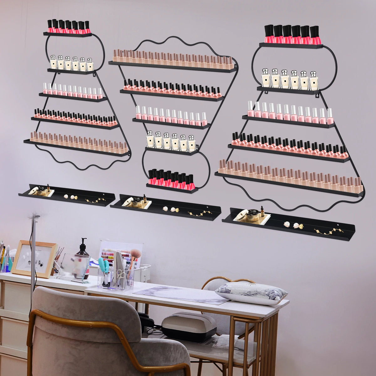 Bymaocar 5 Tier Wall Mounted Nail Polish Display Rack