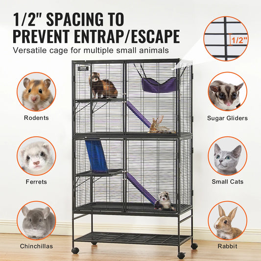 SucceBuy Rolling Four Tier Metal Small Animal Cage
