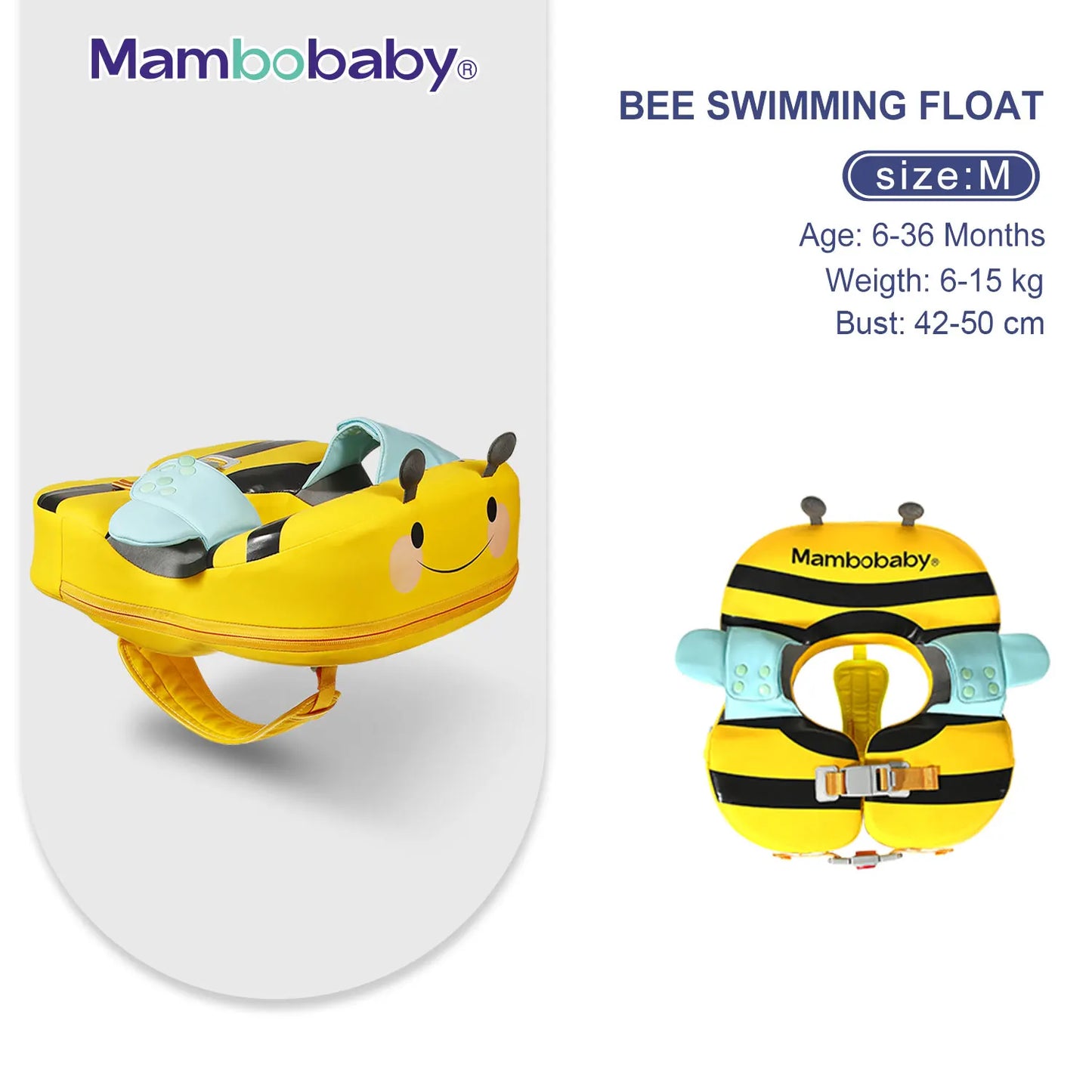 Mambobaby Baby Float With Sunshade And Crotch Strap Inflation Free Core