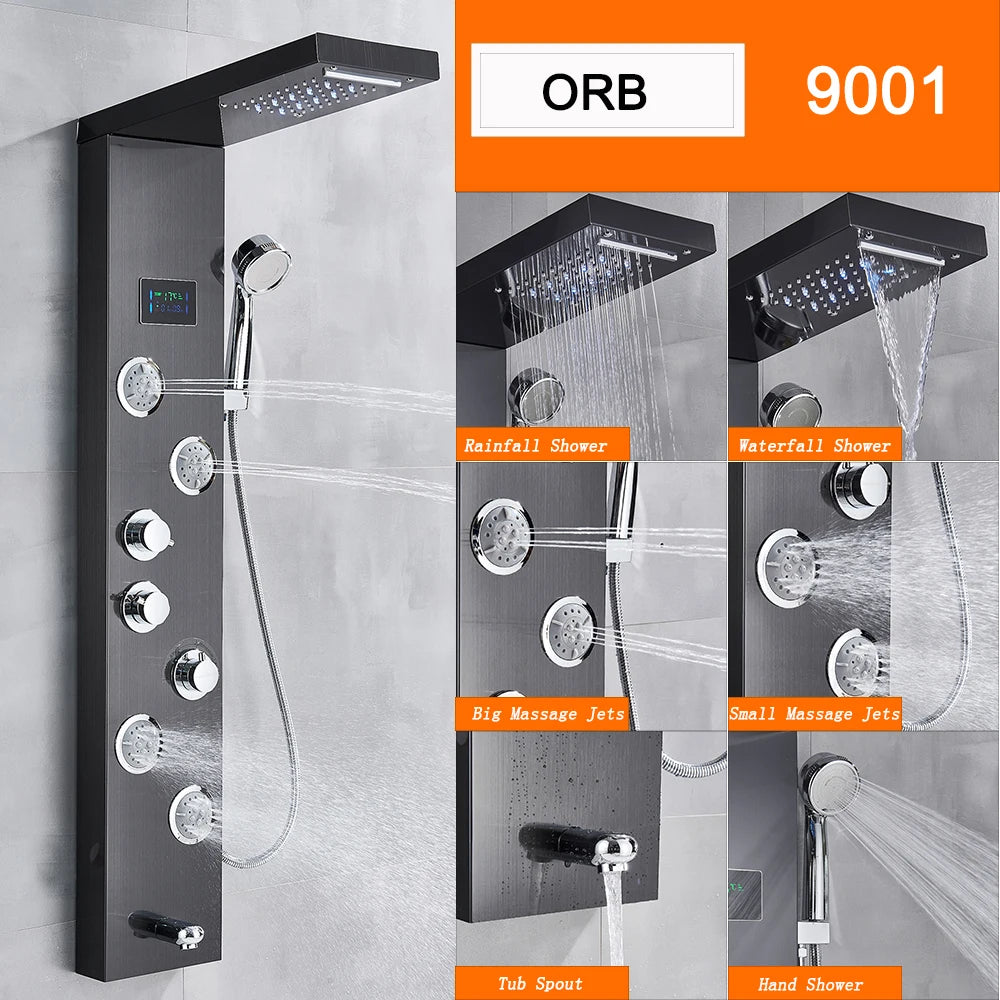 Suguword LED Shower Panel Column With Massage And Temperature Display
