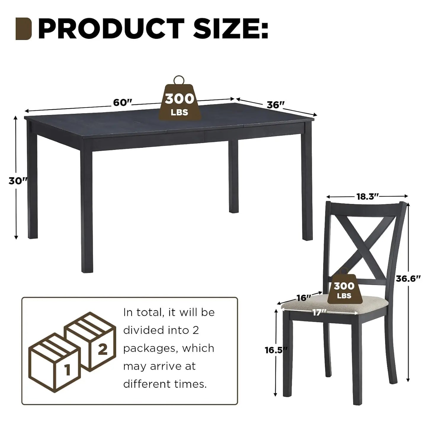 Premium Solid Wood Farmhouse Dining Table Set Seats Six