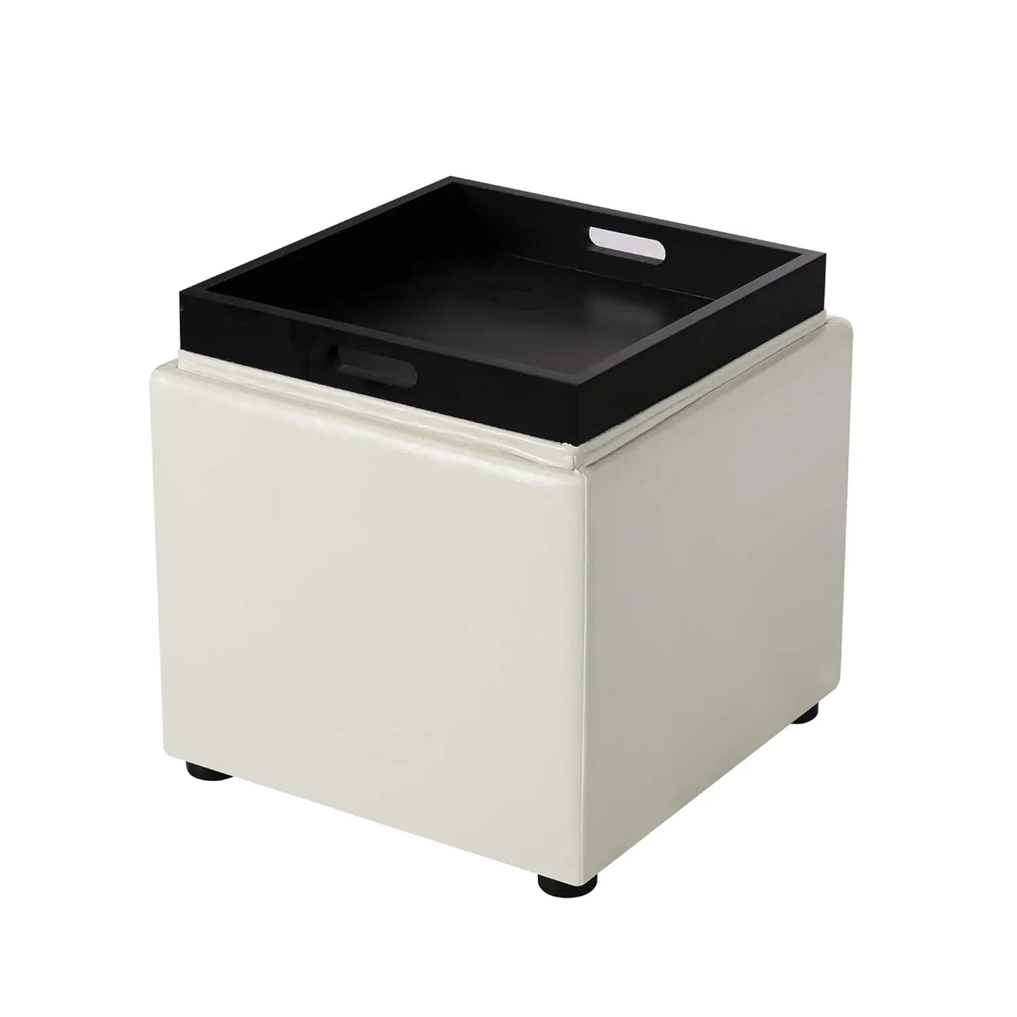 High Cube Ottoman Storage Bench With Tray Upholstered Vanity Stool