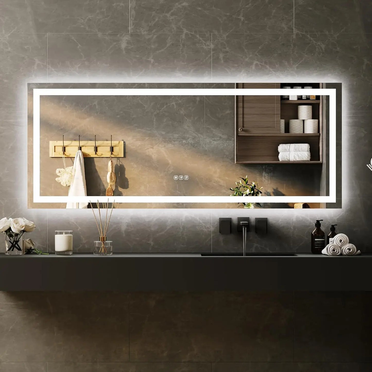 TWISTER.CK LED Bathroom Mirror With Memory Dimmable Anti Fog Backlit Wall Mount