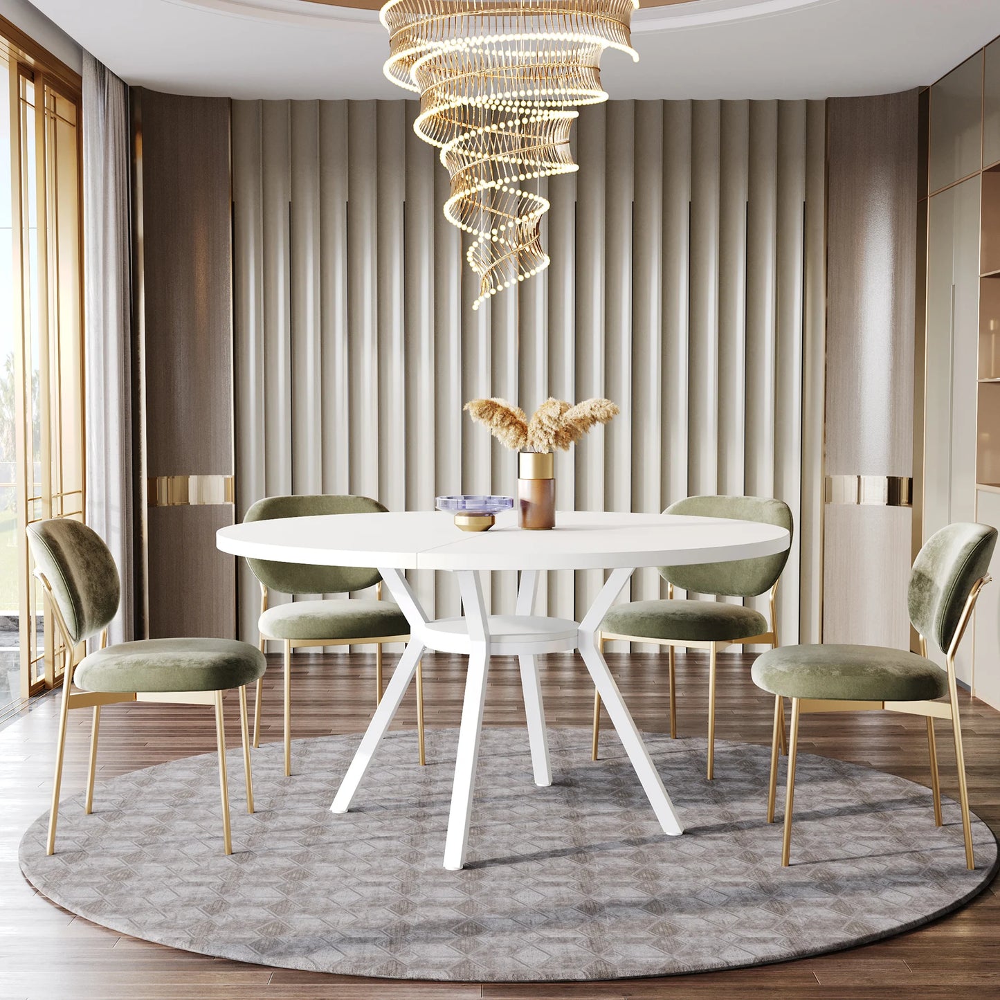 Tribesigns Round Dining Table For 4-6 People Industrial Farmhouse Kitchen