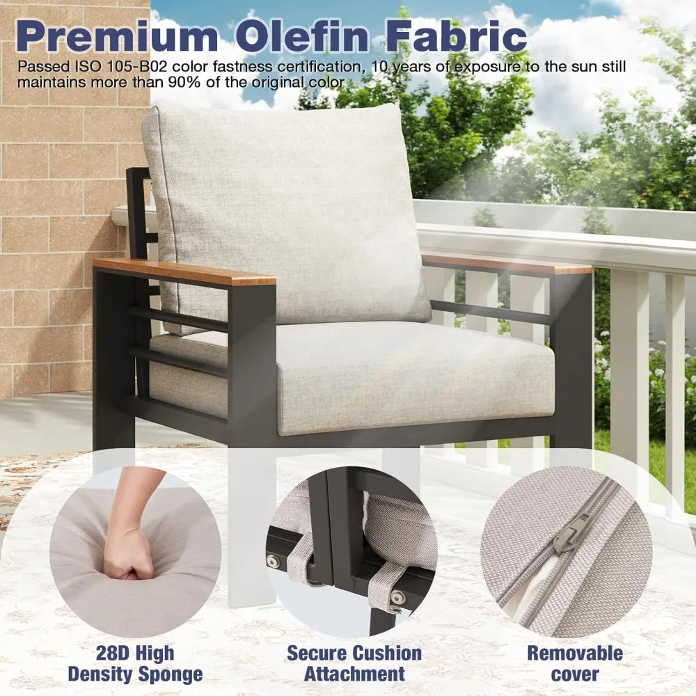 Aluminum Patio Furniture Set With Cushioned Seating And Waterproof Cover