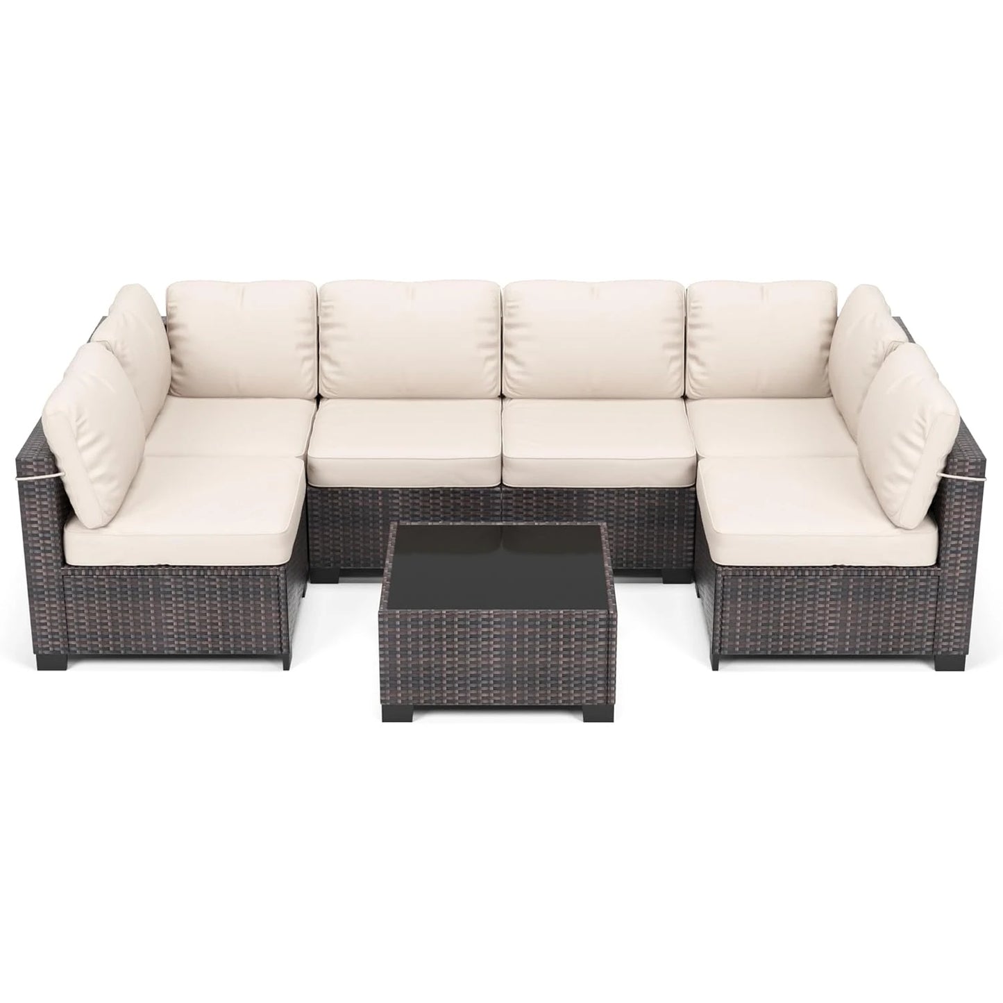HobbyLane 7 Piece Modular Outdoor Furniture Set Rattan Wicker Garden