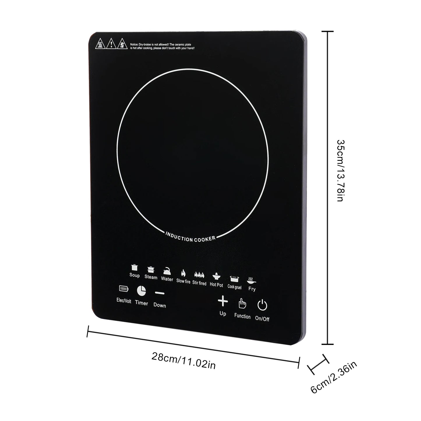 750W Induction Cooker With Glass PP Body And 8 Presets