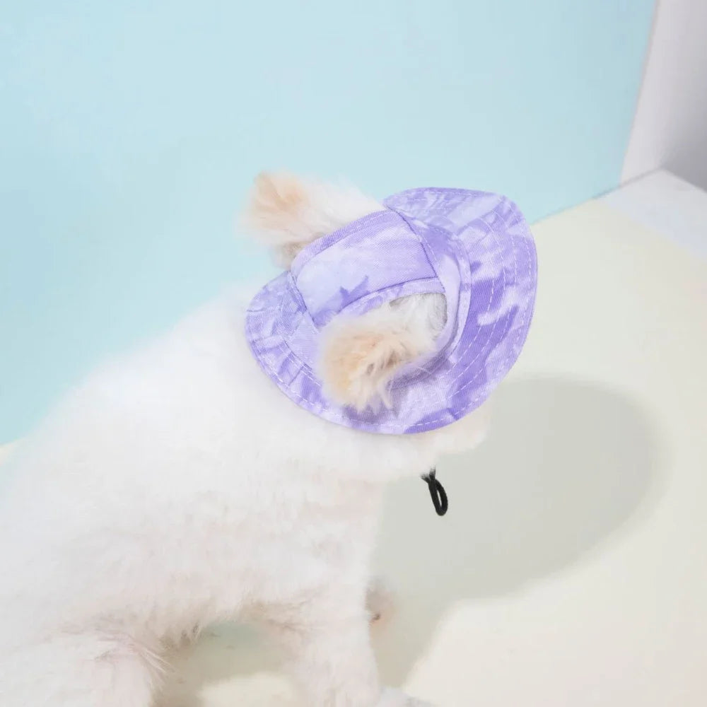 Cotton Adjustable Dog Hat With Ear Holes Sun Cap Outdoor
