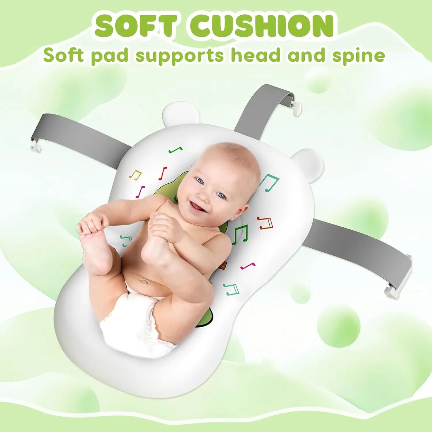 Baby Foldable Bath Tub With Thermometer Cushion Cap Brush