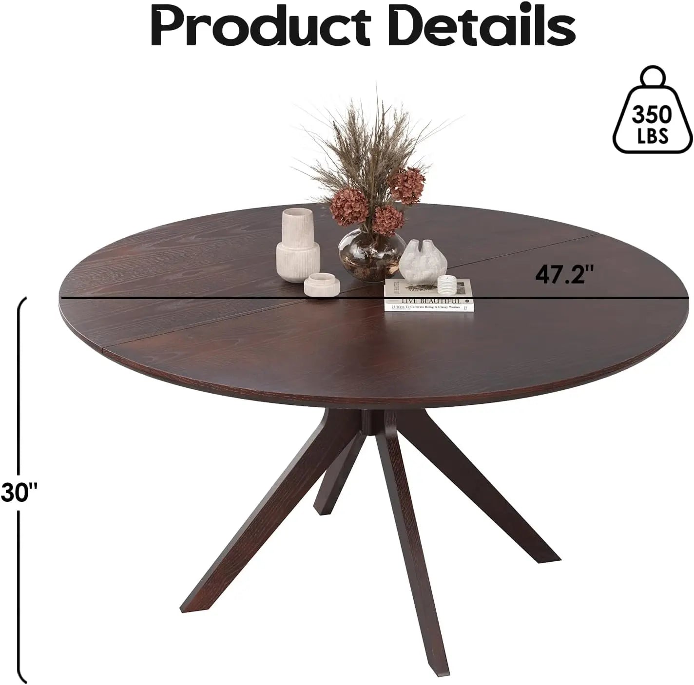 FARINI Round Natural Wood Dining Table For Two To Four