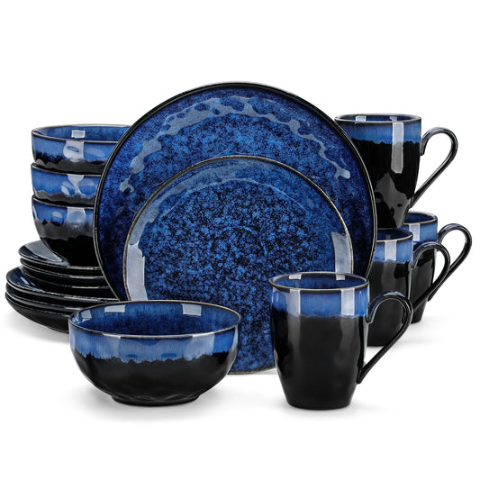 Malacasa Ceramic Dinner Set With Kiln Change Glaze Finish
