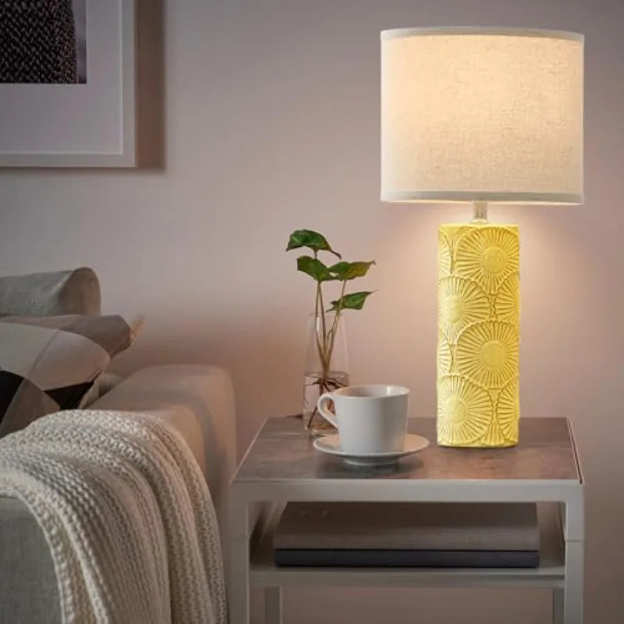Solar Ceramic Table Lamps Set Featuring Botanical Design For Home