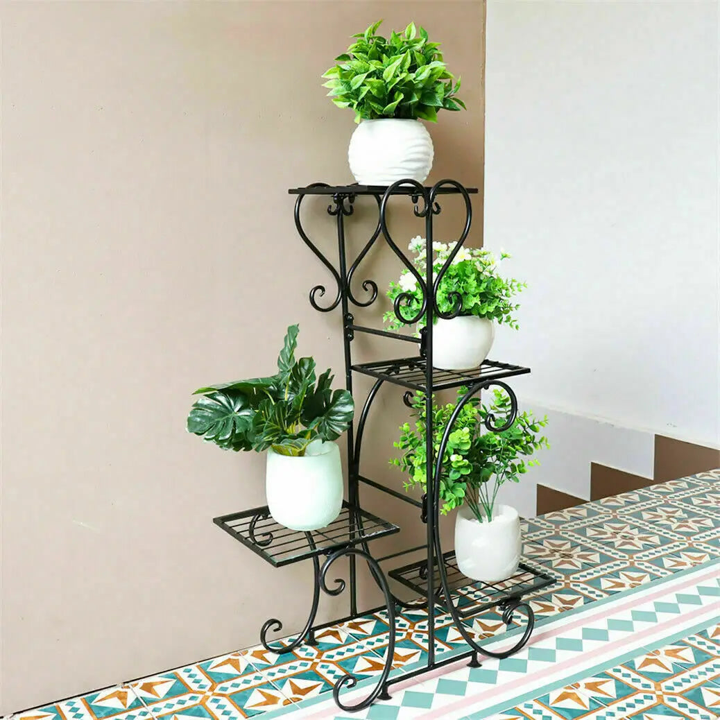 4 Tier Metal Plant Stand Indoor Outdoor Garden Rack Organizer