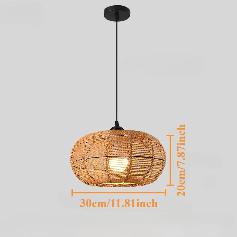 JOYINLED Farmhouse Boho Handwoven Paper Rope Chandelier Pendant Light