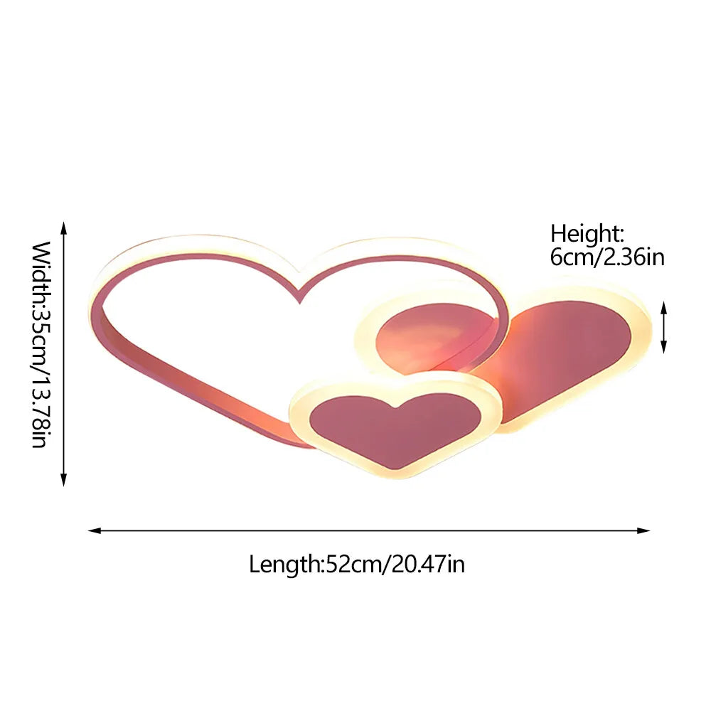 Heart Shaped LED Ceiling Lamp With Dimmable Remote Control